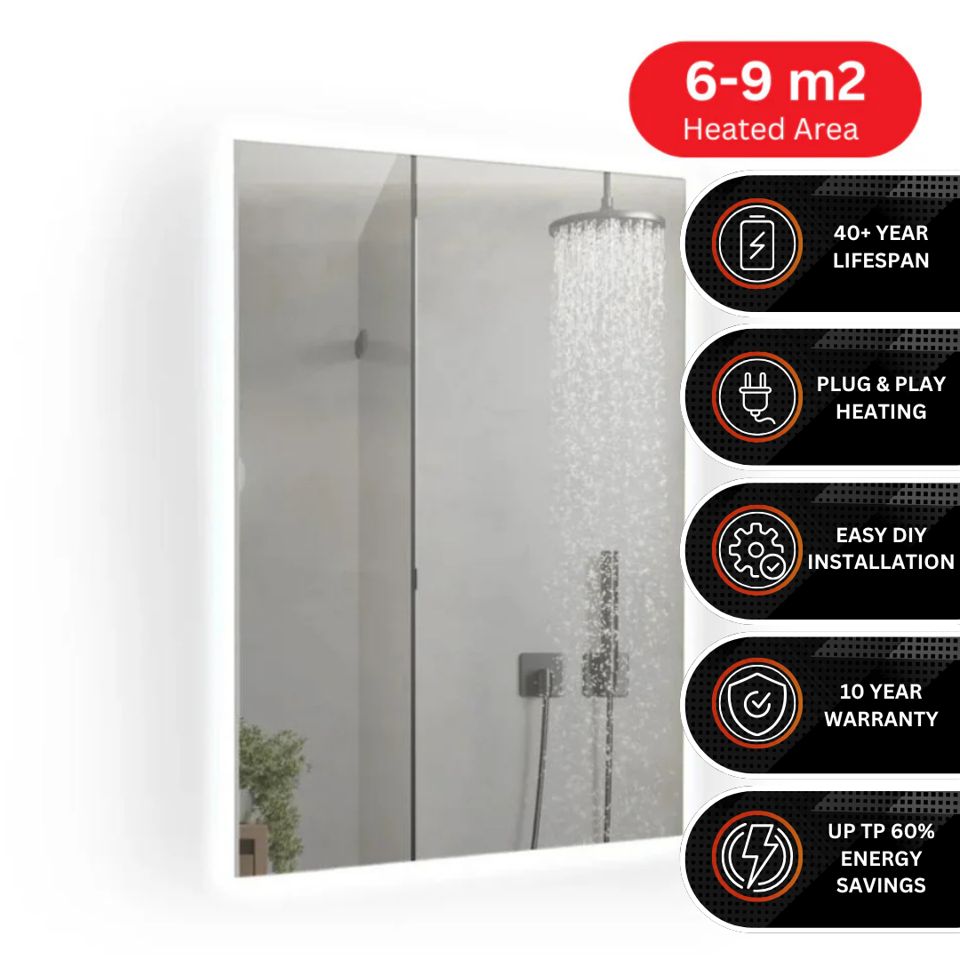 450W Solstice Mirrored IR Panel Heater With LED Backlight